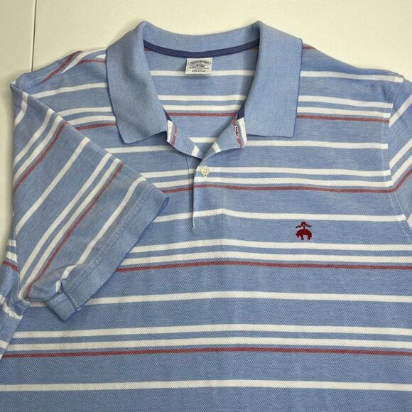 Brooks Brothers Performance Polo Blue White Stripe Slim Fit Shirt Cotton Men XXL - Picture 11 of 12